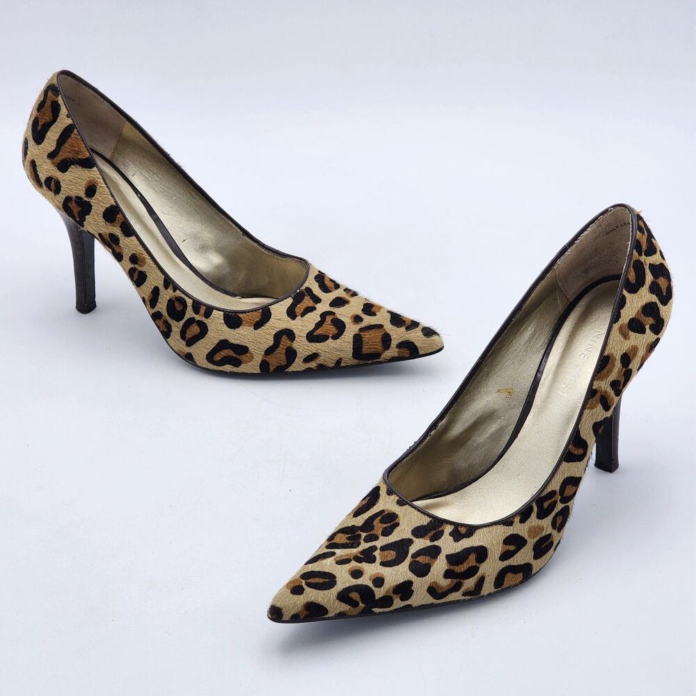 Nine West Y2K Baddie Leopard Print Calf Hair Pointed Toe Pump Heel Size 7.5 RARE